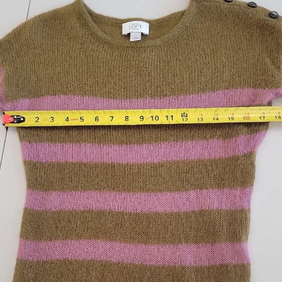 LOFT Olive and Lavender Mohair Blend Striped Sweater - Picture 9 of 11